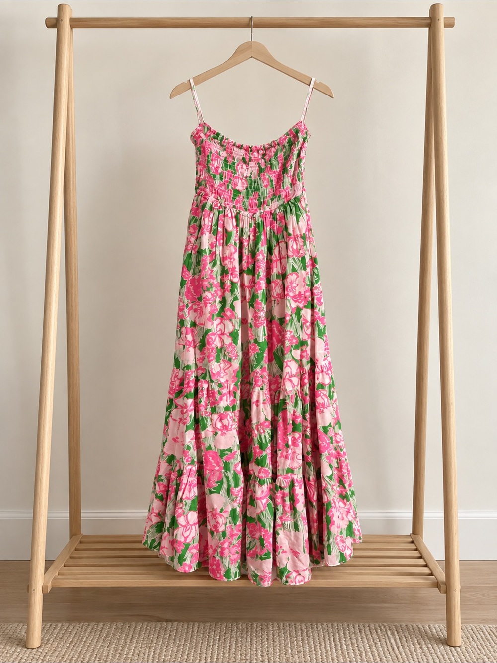 Lilly Pulitzer Pink and Green Floral Maxi Dress